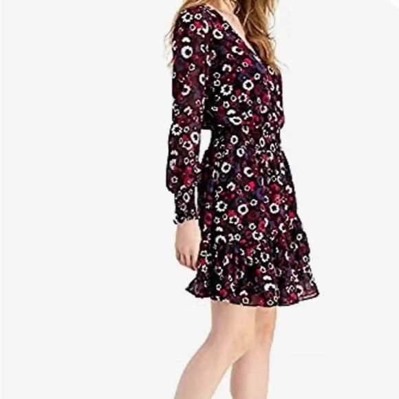 Michael Kors Azalea Psych Garden Wrap dress L georgette elastic Waist 10 flower - Picture 4 of 13